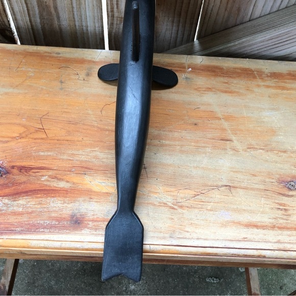 Vintage Handmade Black & White Orca Killer Whale Wooden Sculpture 15”L - Picture 4 of 7